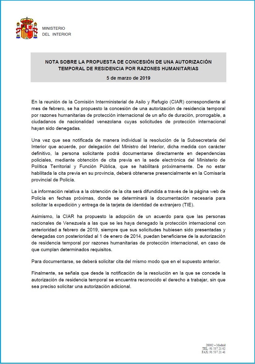 RESIDENCIA POR RAZONES HUMANITARIAS PARA VENEZOLANOS - Extranjería  Granollers